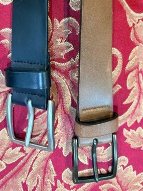 Eddie Bauer Mens Black Leather Dress Belt Size 36 Career Casual Business Logo